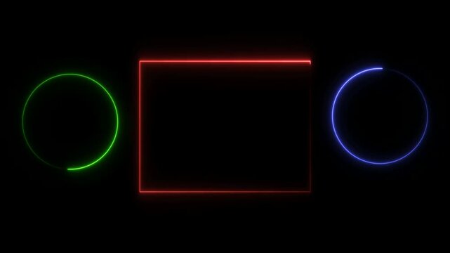 Animated youtube end screen animation, Glowing neon suggestion videos youtube outro on a black background. Content creators, video outro design 4k.