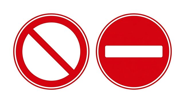 Red no entry and do not enter road traffic signs set as circular warning symbols for safety and driving rules