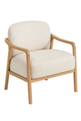 Obraz premium Modern Armchair Beige Upholstery Wooden Frame Side View