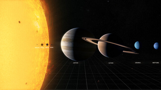 Full Solar System
The entire Solar System from the Sun to Neptune, depicted with realistic relative sizes. Visualization based on NASA/ESA data.