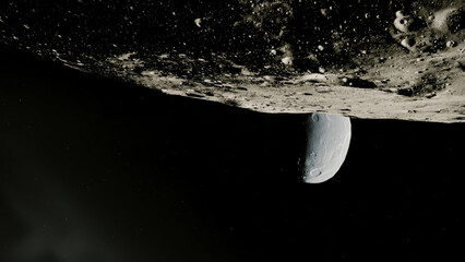 Binary Asteroid. Realistic still image of a double asteroid in deep space.Visualization based on NASA/ESA data. © Christian Stangl