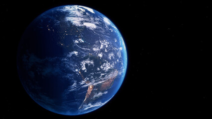 Planet Earth Realistic still image of Planet Earth in space. A detailed close-up showing Earth as a vibrant, atmospheric planet. Visualization based on NASA/ESA data. © Christian Stangl