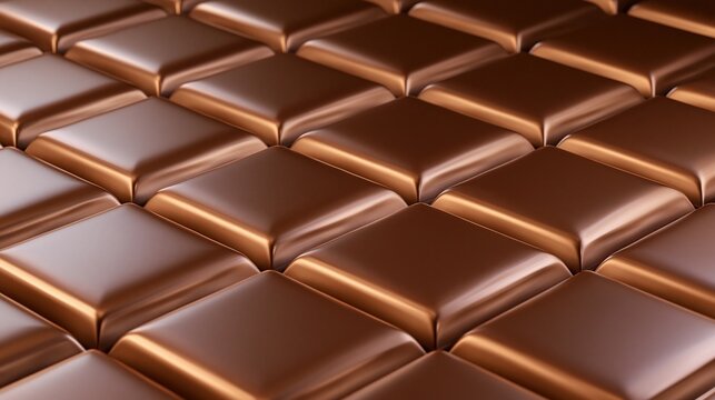 Close-up macro shot of a textured milk chocolate bar with a glossy finish, arranged in a grid pattern.