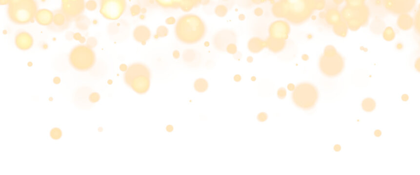 Golden Bokeh Lights with Falling Glowing Particles on Black Background