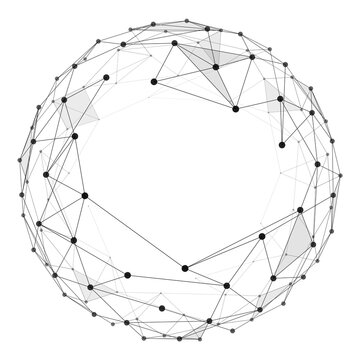  Black Digital Network Sphere Made of Connected Lines and Dots on Transparent Background	