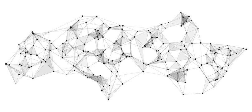 Polygonal Network Wave with Connected Dots and Lines on Transparent Background	