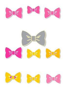 Bowtie icon set outline in various shapes and sizes, simple, flat