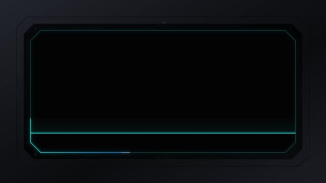 Futuristic hud loading interface with glowing cyan progress bar and digital frame overlay