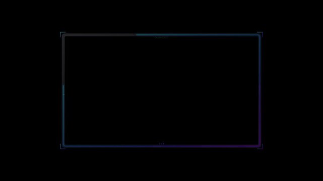 Digital hud loading frame with neon gradient border for tech interfaces and ui overlays