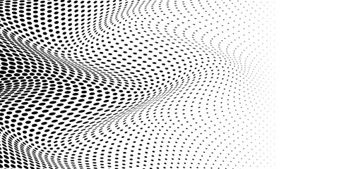 Abstract Black and White Halftone Background with Dots.