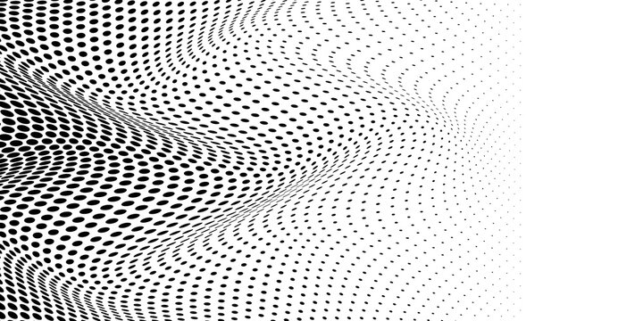 Abstract Black and White Halftone Background with Dots.