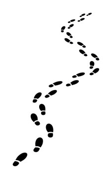 PNG Curved path of black footprints.