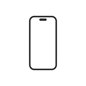 Modern smartphone outline isolated on transparent background Minimalist tech icon digital device graphic
