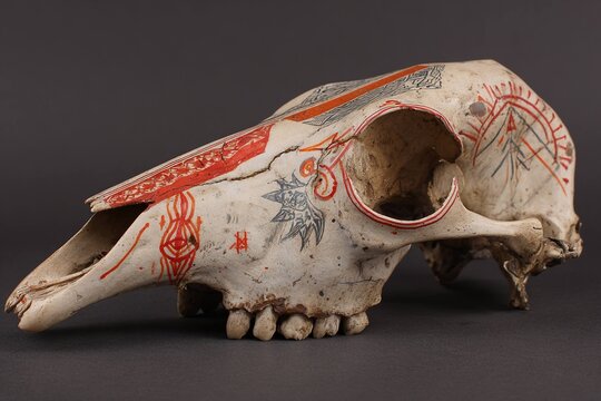 animal skull with tribal paint markings