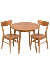 Fototapeta premium Wooden Dining Table with Two Chairs for Small Spaces