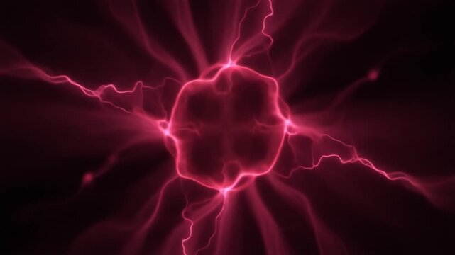 Deep crimson plasma blooms outward, luminous thunder light gradually extending and thickening against deep black with intense energy, cinematic glow, and smooth dynamic motion.