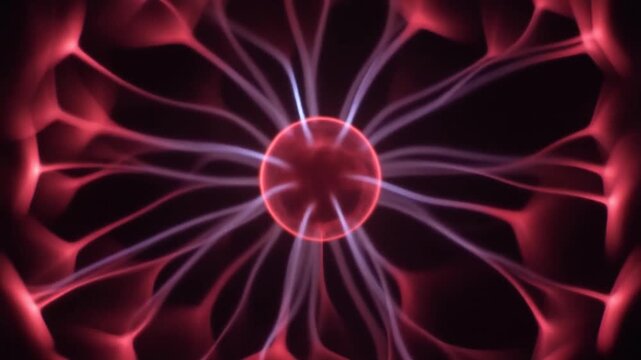 Deep crimson plasma blooming outward with luminous tendrils