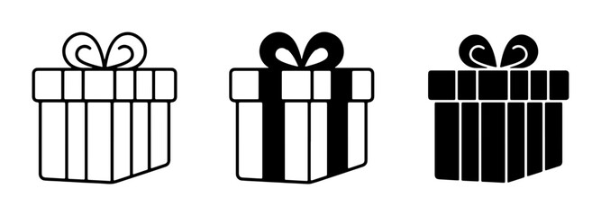 Obraz premium Gift Box Icons, Present Vector Graphics, Celebration Symbols, Holiday Packaging, Surprise Elements, Festive Design Assets