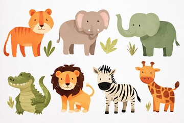 Fototapeta premium jungle parade animal clipart set