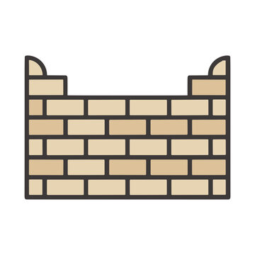 Brick wall section with decorative top