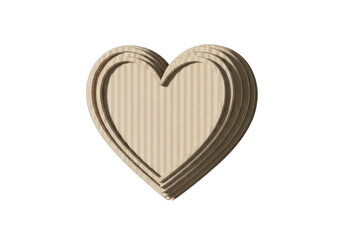 Obraz premium Stacked cardboard hearts rest on transparent background corrugated layered brown