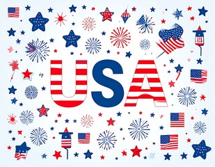 Obraz premium USA Patriotic Celebration Design with Fireworks and Stars.