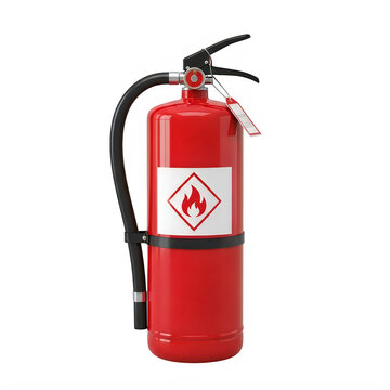 Red fire extinguisher isolated on a plain white background