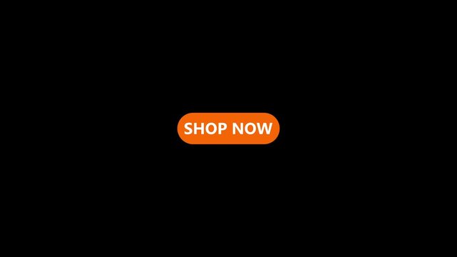 shop now button icon animation with pulsing click cursor on black background.