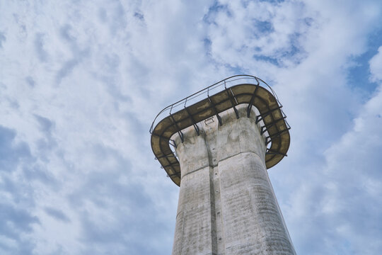 railway construction pillars with cloudy sky