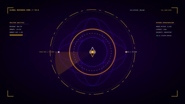 Futuristic Motion Graphics of Spacecraft Navigation System with Dynamic Data Visualization.