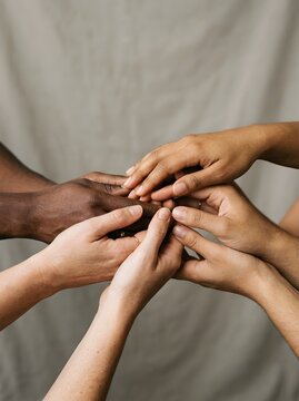 Vertical Diverse Hands United for Peace