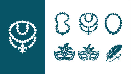 Mardi Gras Carnival Celebration Elements Set. Flat vector illustration. © Muchib R.