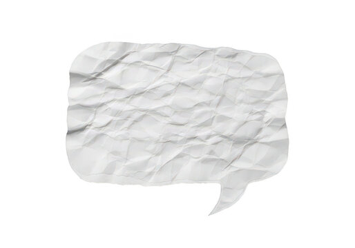 Crushed paper speech bubble shape on transparent background crumpled texting