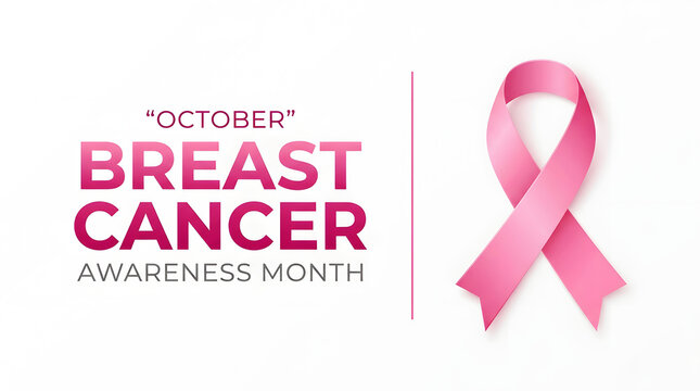 Pink ribbon and text for october breast cancer awareness month