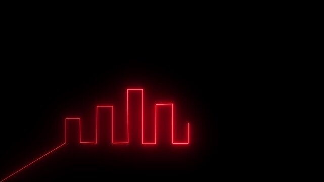  Business glow neon graph icon animation business report presentation growth bar. Dividends and long term investment to beat inflation 4k video.