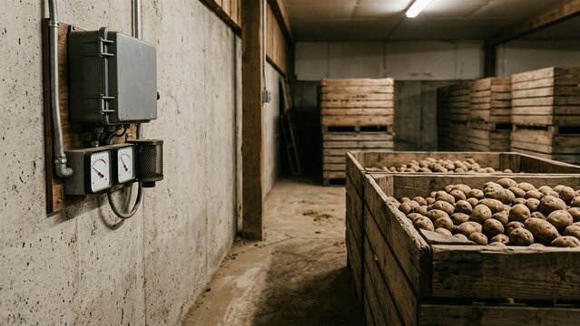 Simple storage monitoring equipment beside potato bins