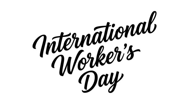 Elegant handwritten calligraphy script for international workers day celebration featuring a creative labour day vector design element isolated on transparent background for projects