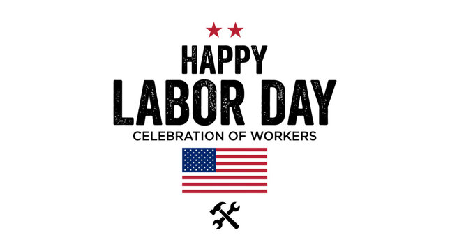 A creative happy labour day vector illustration featuring the american flag and various tools for a workers appreciation event on transparent background surface