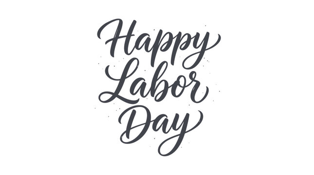 Decorative hand written happy labor day vector typography design for seasonal holiday celebration greeting cards presented as an isolated on transparent background
