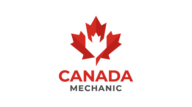 A professional canadian mechanic service graphic featuring a stylized maple leaf symbol for labour day vector design isolated on transparent background