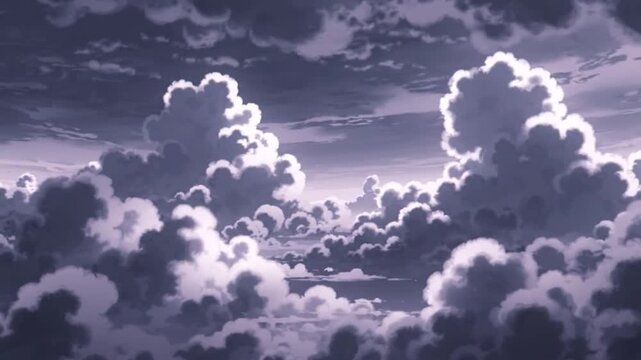 Anime Style Dramatic Storm Clouds Moving Across A Dark Purple Sky