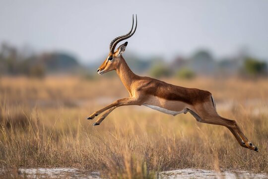 impala leaping gracefully across open plains