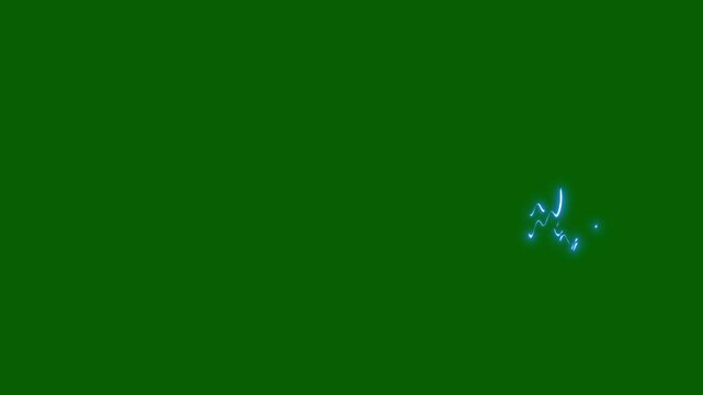 Powerful lightning striking on a green screen chroma key background, lightning thunder boom FX, glowing doodle sparkle explosions. right white lightning bolt effect is shown against 4k video