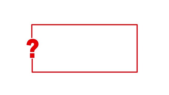 Square quote box icon animation. Rectangular quote mark animation.Frame with question mark, exclamation mark, quotes. Square text box template. Frames for quotes, polls, announcements.