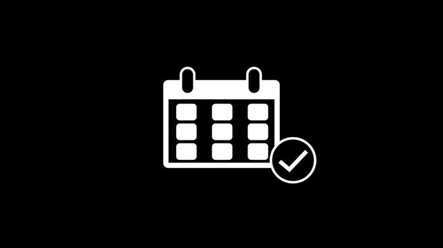 Daily date calendar with tick mark icon animation .Calendar Date icon isolated with check mark icon.