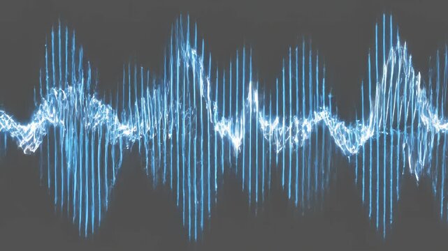Blue glowing sound wave and frequency signal.