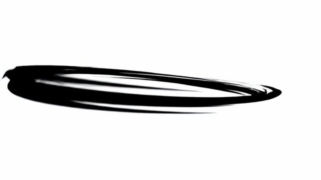Minimalist black ink ring with diagonal brush stroke.