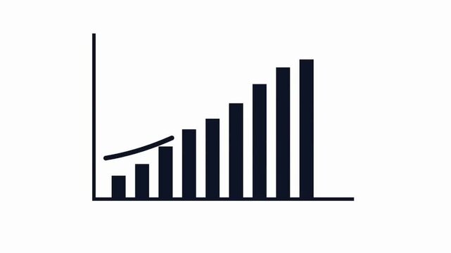 Minimalist bar chart and line graph icon depicting business growth and increasing statistics ideal for data visualization