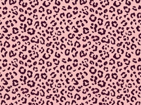Seamless leopard print pattern in pink and dark brown colors
