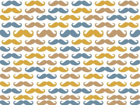 Seamless pattern with colorful mustaches isolated on white background